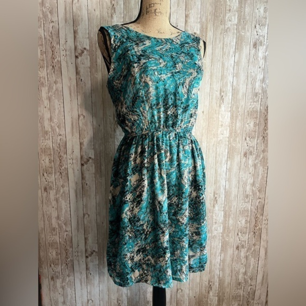 BAR III Blue Sleeveless Blouson Dress